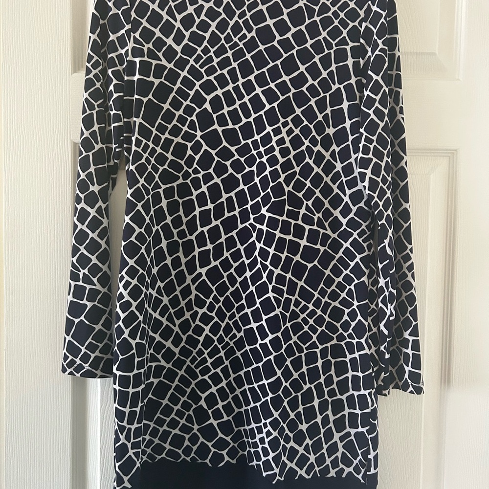 Michael Kors Navy and White Patterned Top